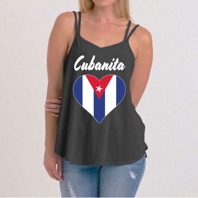 Cubanita Women Cuba Flag Hear Women's Strappy Tank