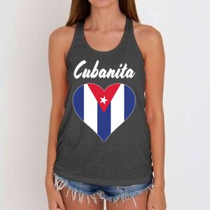 Cubanita Women Cuba Flag Hear Women's Knotted Racerback Tank