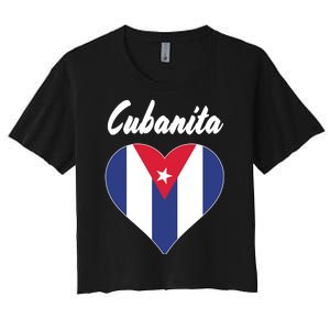 Cubanita Women Cuba Flag Hear Women's Crop Top Tee