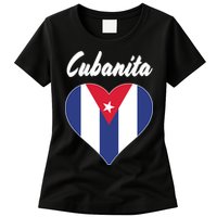 Cubanita Women Cuba Flag Hear Womens T-Shirt