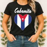 Cubanita Women Cuba Flag Hear Womens T-Shirt