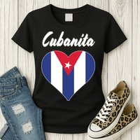 Cubanita Women Cuba Flag Hear Womens T-Shirt