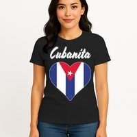 Cubanita Women Cuba Flag Hear Womens T-Shirt