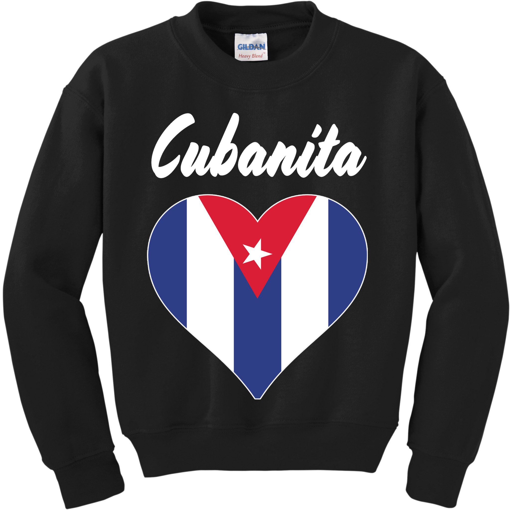 Cubanita Women Cuba Flag Hear Kids Sweatshirt