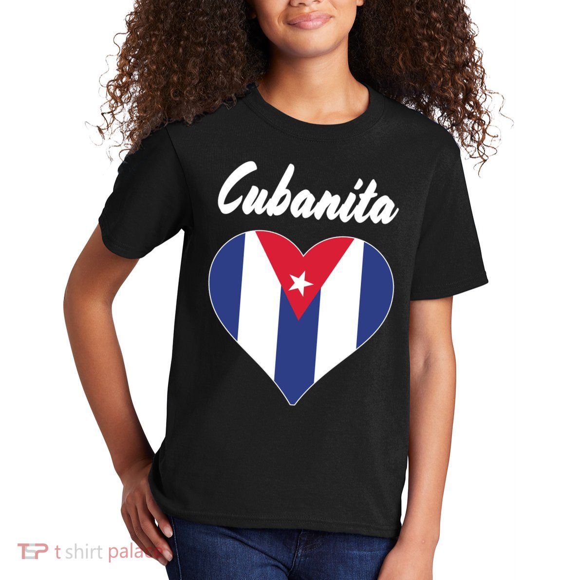 Cubanita Women Cuba Flag Hear Kids T-Shirt
