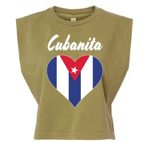 Cubanita Women Cuba Flag Hear Garment-Dyed Women's Muscle Tee