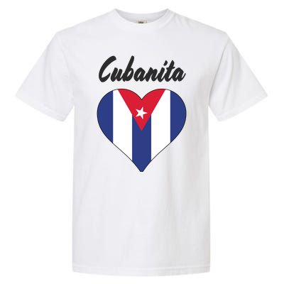 Cubanita Women Cuba Flag Hear Garment-Dyed Heavyweight T-Shirt