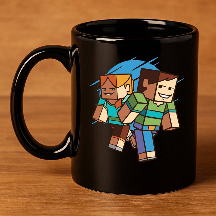 Cubic People Cartoon 11oz C Handle Ceramic Mug