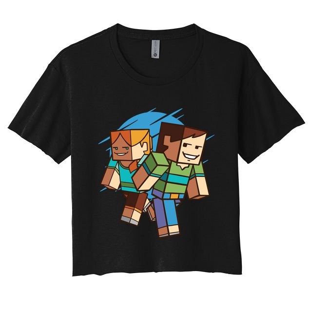 Cubic People Cartoon Crop Top