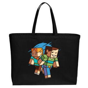 Cubic People Cartoon Cotton Canvas Jumbo Tote