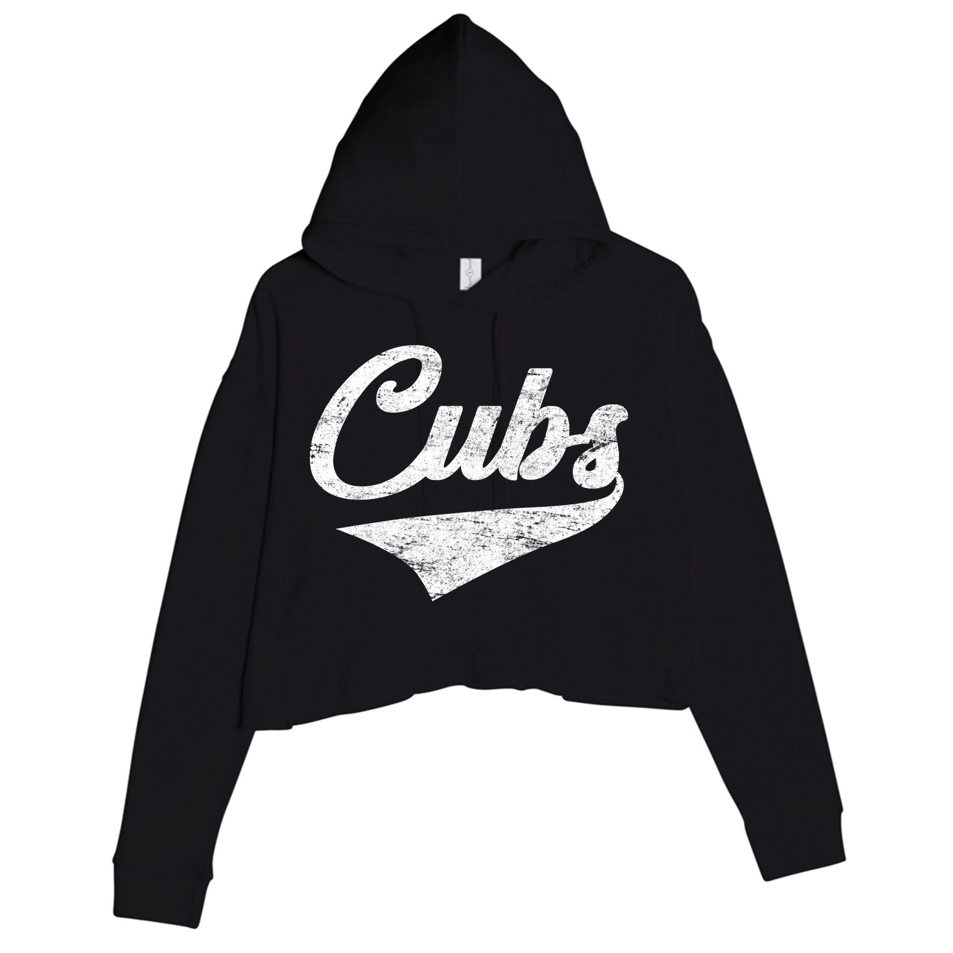 Cubs Vintage Sports Team Baseball Fan Crop Fleece Hoodie