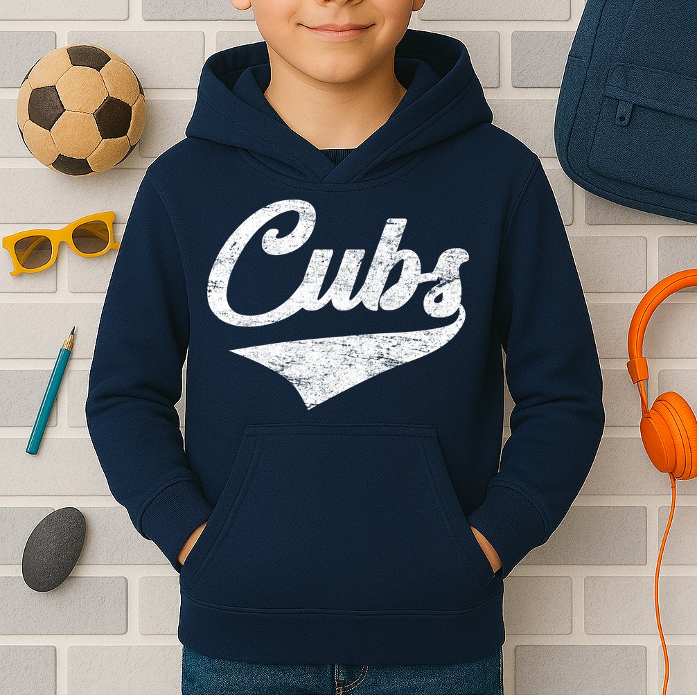 Cubs Vintage Sports Team Baseball Fan Kids Hoodie