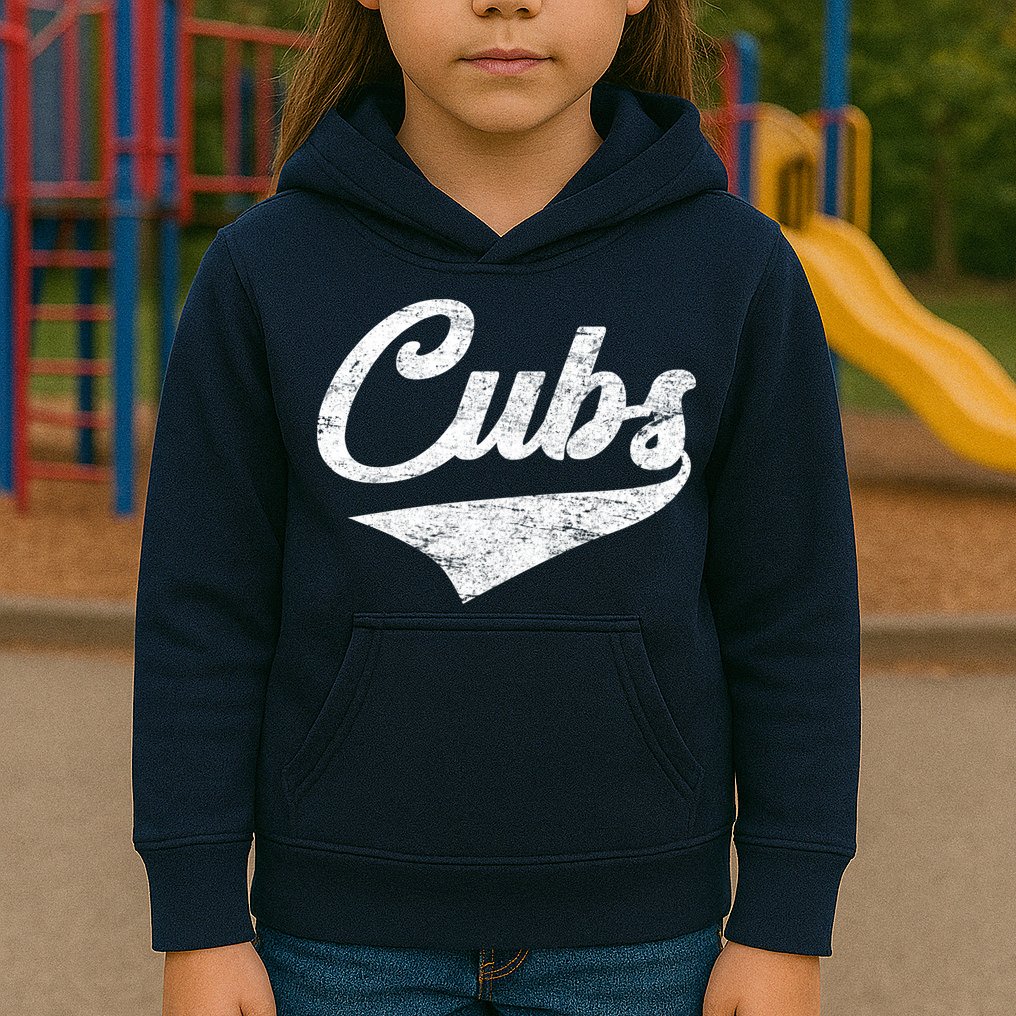 Cubs Vintage Sports Team Baseball Fan Kids Hoodie