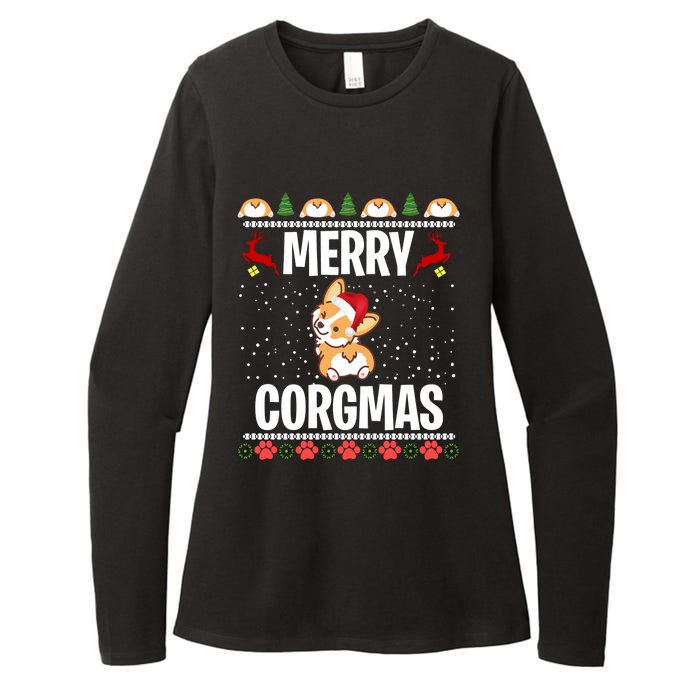 Corgi Ugly Christmas Merry Corgmas Santa Corgi Womens CVC Long Sleeve Shirt