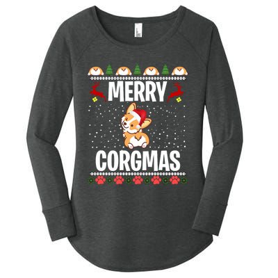 Corgi Ugly Christmas Merry Corgmas Santa Corgi Women's Perfect Tri Tunic Long Sleeve Shirt