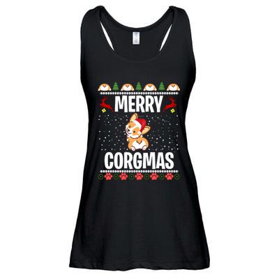 Corgi Ugly Christmas Merry Corgmas Santa Corgi Ladies Essential Flowy Tank