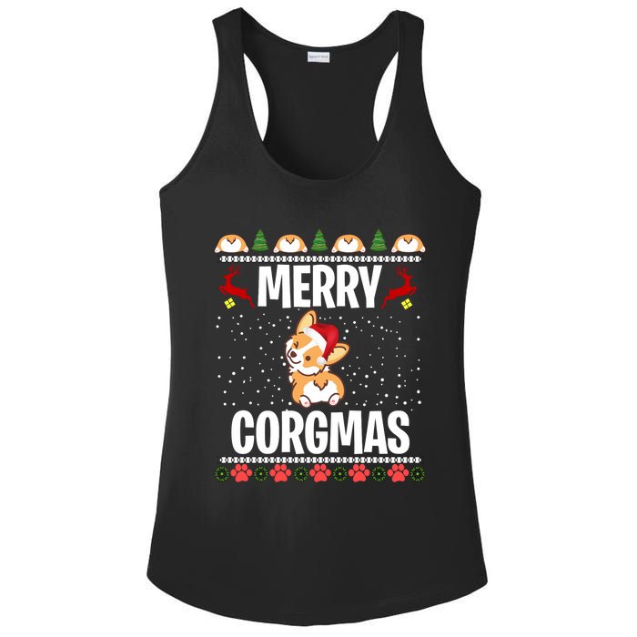 Corgi Ugly Christmas Merry Corgmas Santa Corgi Ladies PosiCharge Competitor Racerback Tank