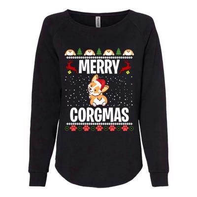 Corgi Ugly Christmas Merry Corgmas Santa Corgi Womens California Wash Sweatshirt