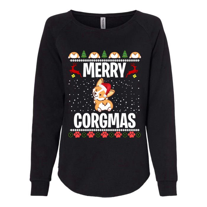 Corgi Ugly Christmas Merry Corgmas Santa Corgi Womens California Wash Sweatshirt