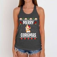 Corgi Ugly Christmas Merry Corgmas Santa Corgi Women's Knotted Racerback Tank