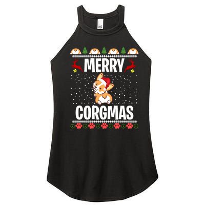 Corgi Ugly Christmas Merry Corgmas Santa Corgi Women's Perfect Tri Rocker Tank