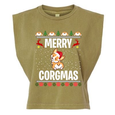 Corgi Ugly Christmas Merry Corgmas Santa Corgi Garment-Dyed Women's Muscle Tee