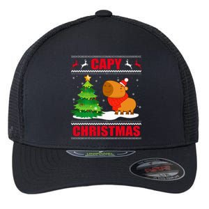 Capy Ugly Christmas Sweater Capybara Lover Christmas Flexfit Unipanel Trucker Cap