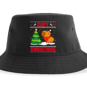 Capy Ugly Christmas Sweater Capybara Lover Christmas Sustainable Bucket Hat