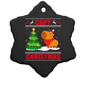 Capy Ugly Christmas Sweater Capybara Lover Christmas Ceramic Star Ornament