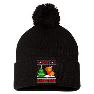 Capy Ugly Christmas Sweater Capybara Lover Christmas Pom Pom 12in Knit Beanie