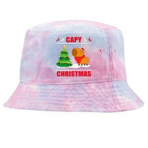 Capy Ugly Christmas Sweater Capybara Lover Christmas Tie-Dyed Bucket Hat