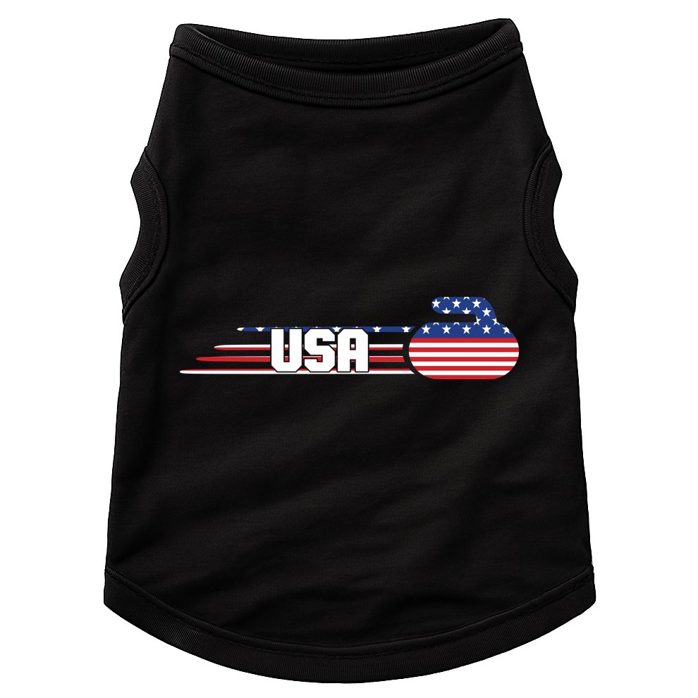 Cool USA Curling Team Sports Logo Doggie Tank