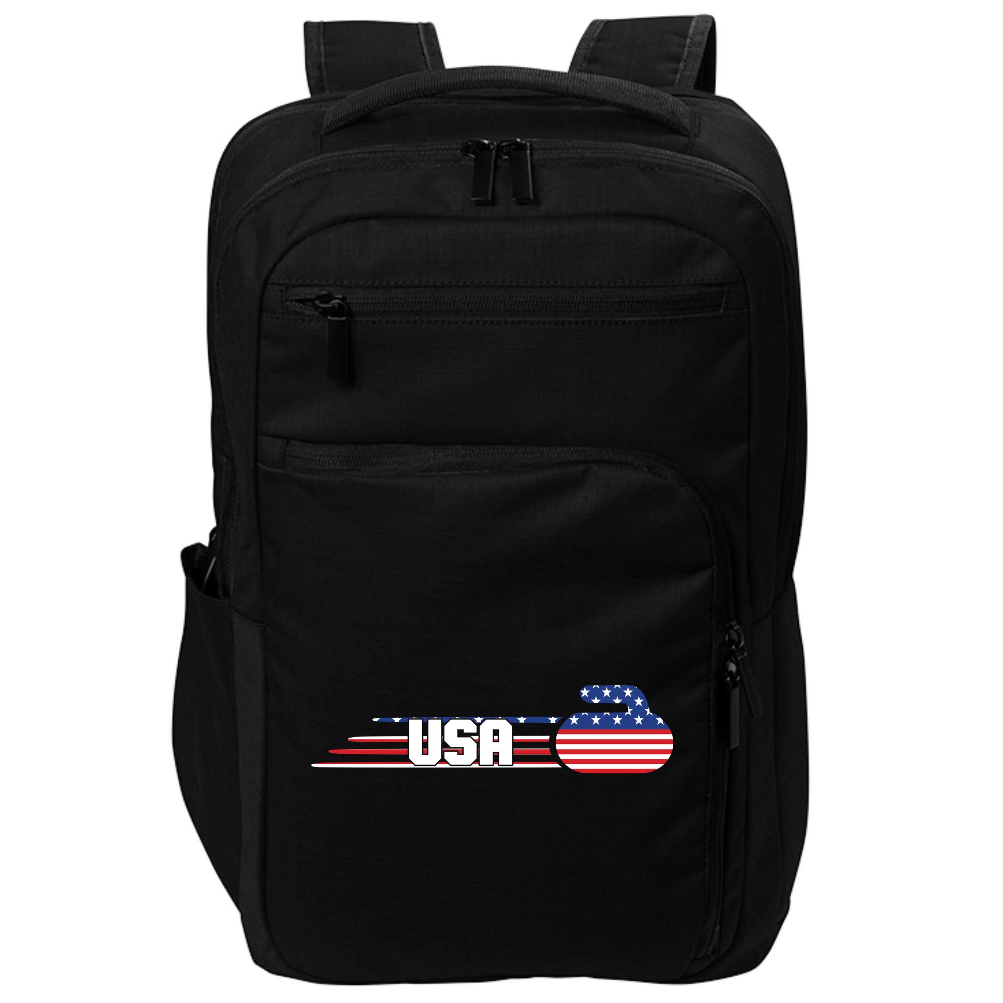 Cool USA Curling Team Sports Logo Impact Tech Backpack