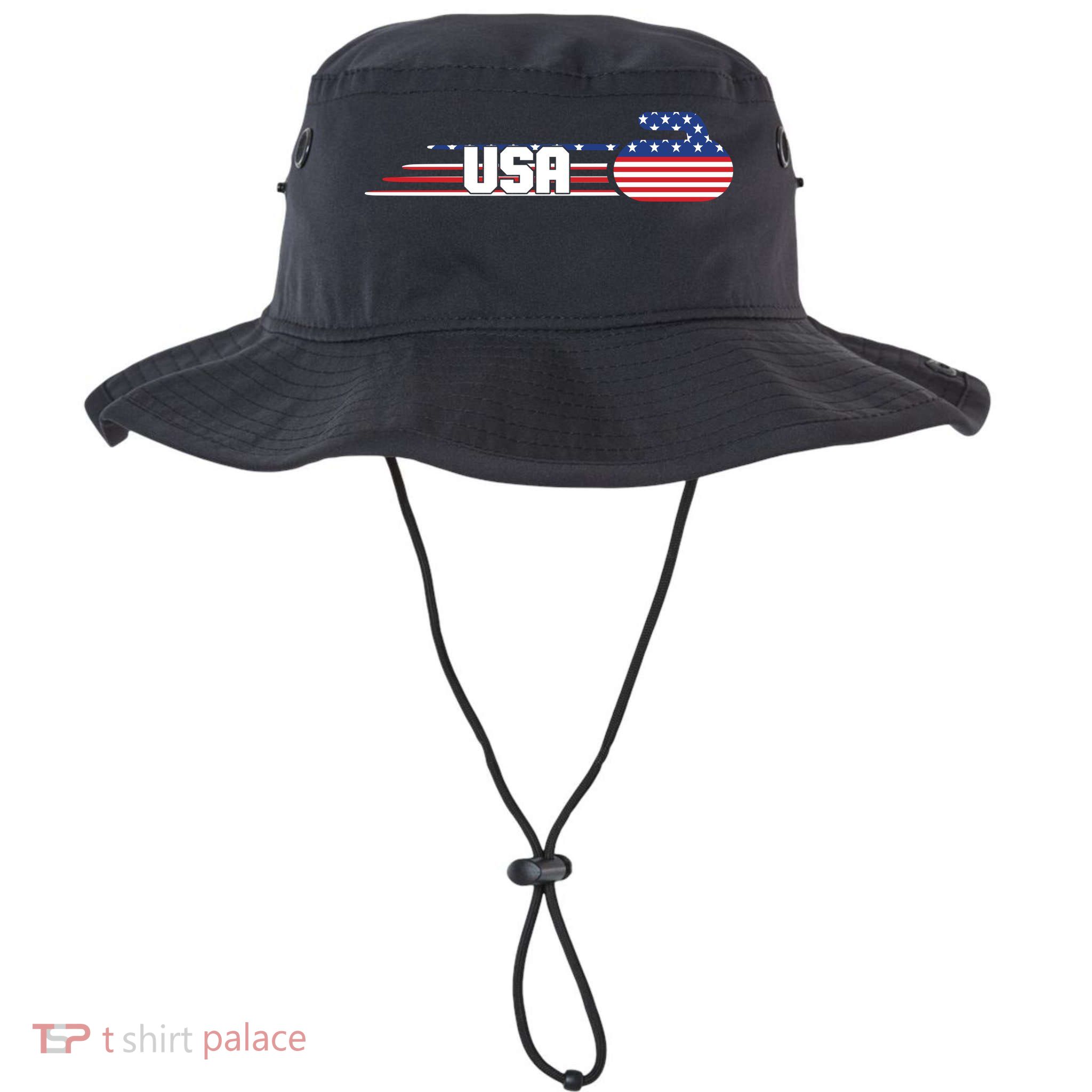 Cool USA Curling Team Sports Logo Bucket Hat