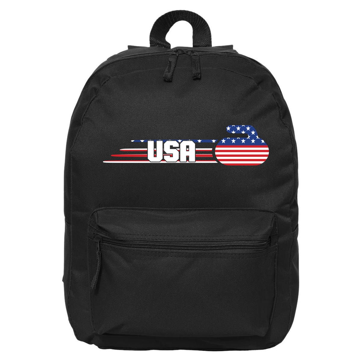 Cool USA Curling Team Sports Logo 16 in Basic Backpack