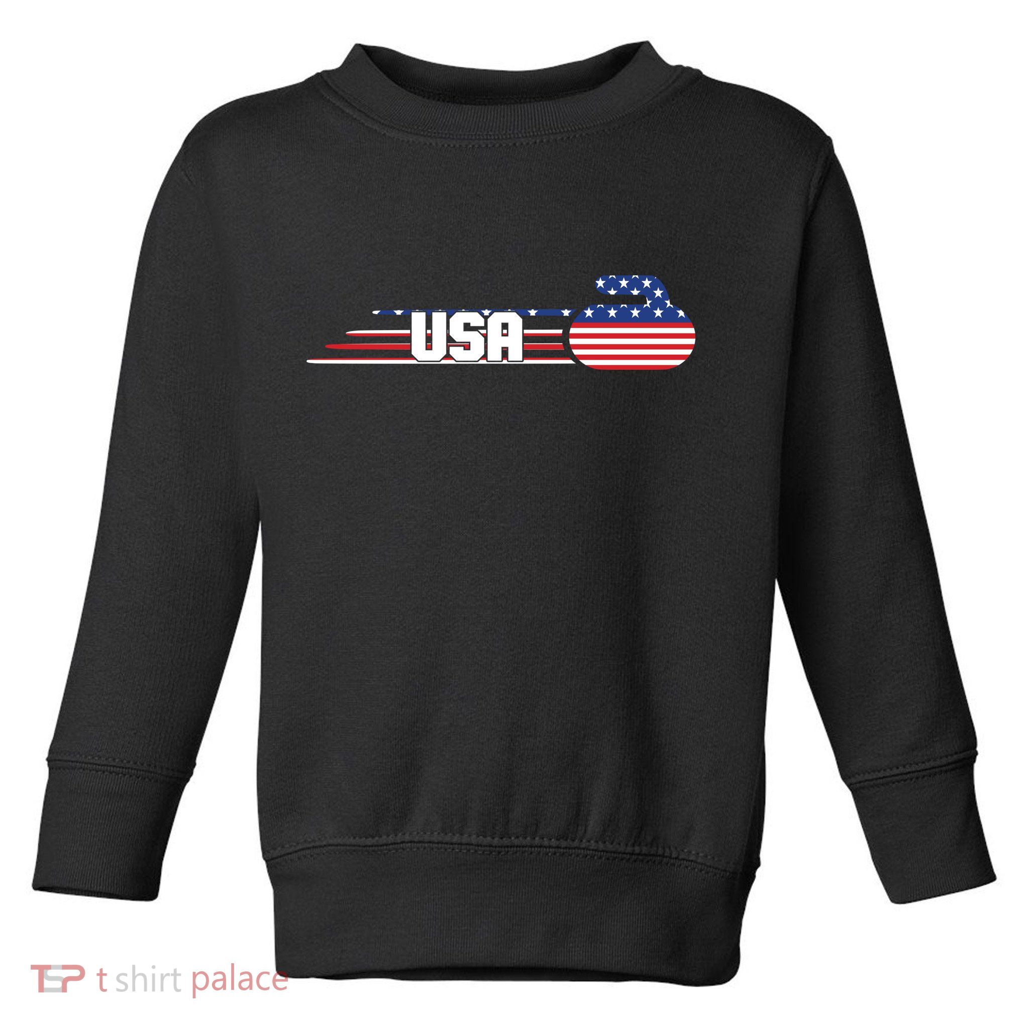 Cool USA Curling Team Sports Logo Toddler Sweatshirt
