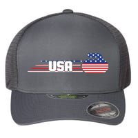 Cool USA Curling Team Sports Logo Flexfit Unipanel Trucker Cap