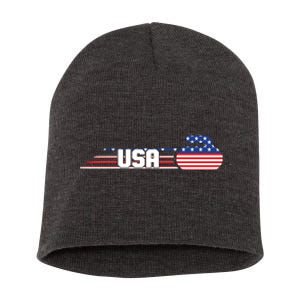 Cool USA Curling Team Sports Logo Short Acrylic Beanie