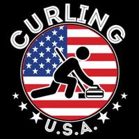 Cool USA Curling Team Flag Emblem Logo Cooling Performance Crew T-Shirt