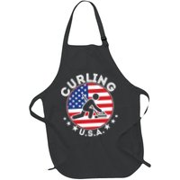 Cool USA Curling Team Flag Emblem Logo Apron