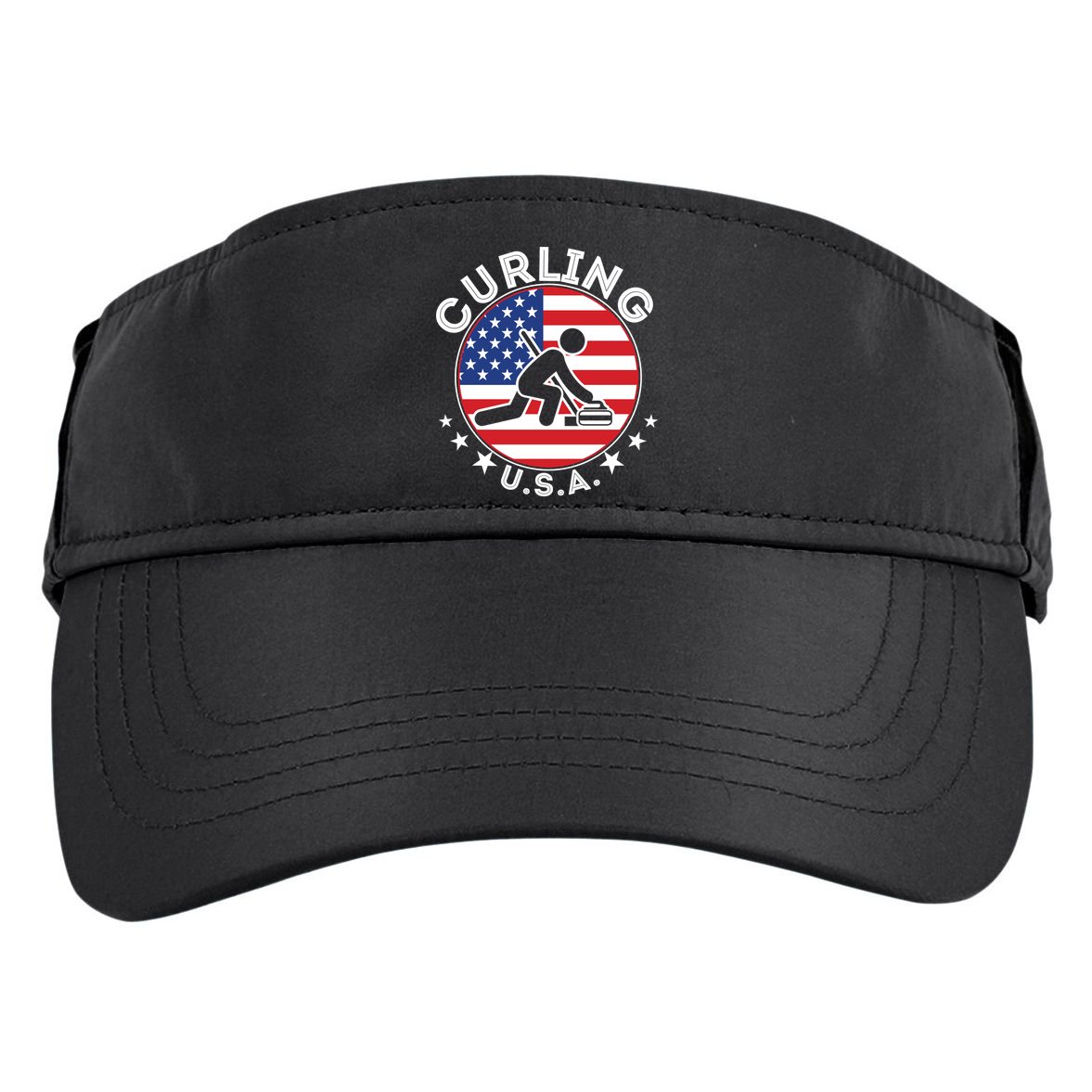 Cool USA Curling Team Flag Emblem Logo Adult Drive Performance Visor