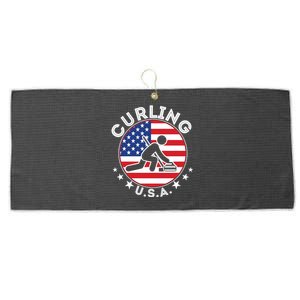 Cool USA Curling Team Flag Emblem Logo Large Microfiber Waffle Golf Towel