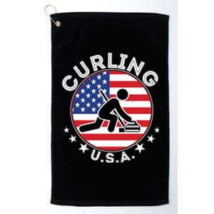 Cool USA Curling Team Flag Emblem Logo Platinum Collection Golf Towel