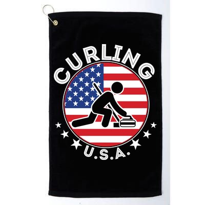 Cool USA Curling Team Flag Emblem Logo Golf Towel