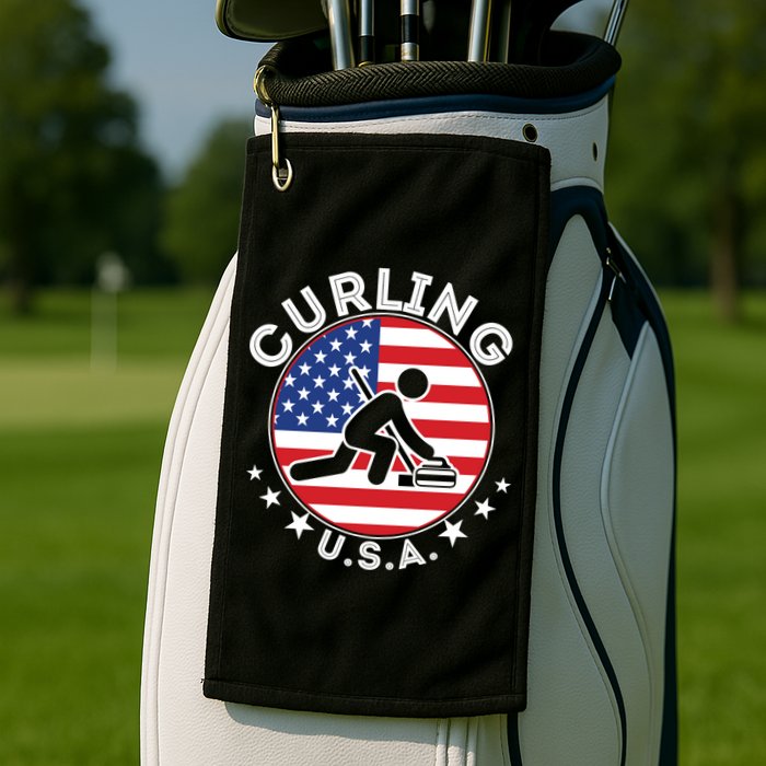 Cool USA Curling Team Flag Emblem Logo Golf Towel