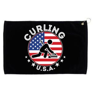 Cool USA Curling Team Flag Emblem Logo Grommeted Golf Towel