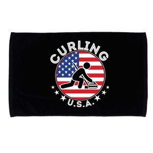 Cool USA Curling Team Flag Emblem Logo Microfiber Hand Towel