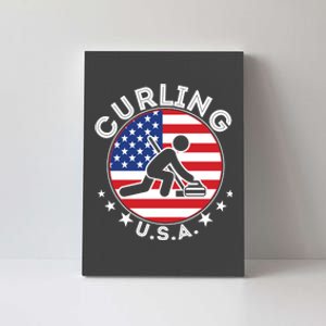 Cool USA Curling Team Flag Emblem Logo Canvas