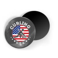 Cool USA Curling Team Flag Emblem Logo Magnet