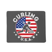 Cool USA Curling Team Flag Emblem Logo Mousepad